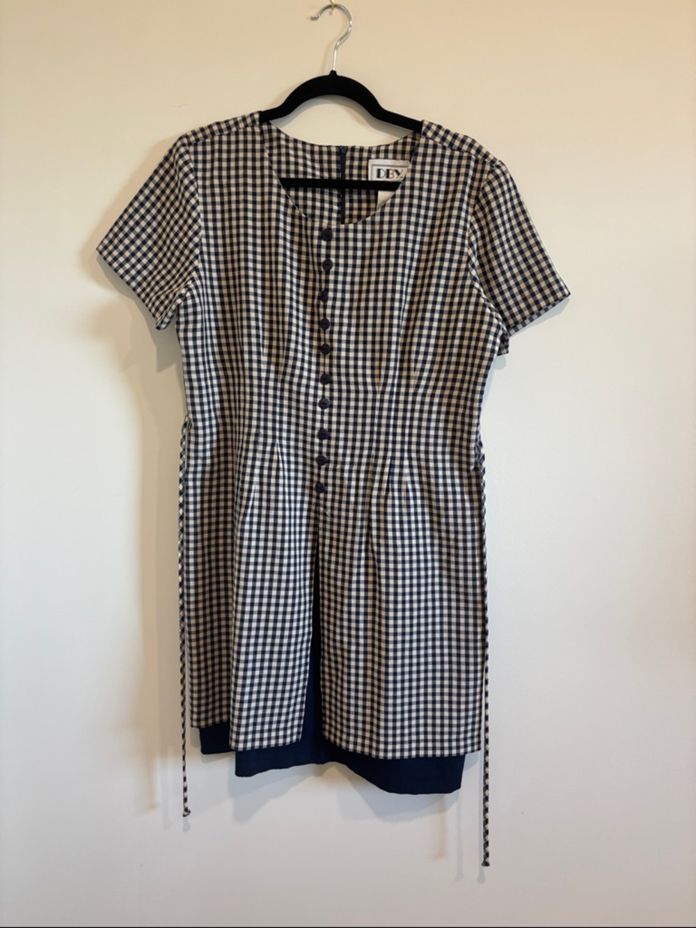 DBY Vintage Navy and White Gingham Midi Dress
